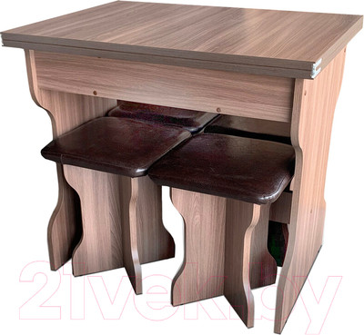 Обеденная группа Анмикс ЛДСП (ясень шимо темный/кожзам коричневый)