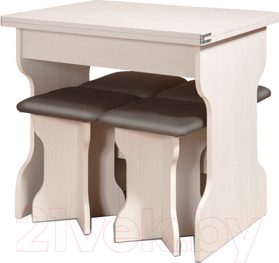 Обеденная группа Анмикс ЛДСП (бодега/кожзам коричневый)