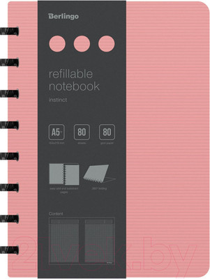 Блокнот Berlingo Instinct A5+ / RNt_A5101 (80л, клетка, фламинго/черный)