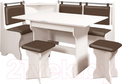 Обеденная группа Анмикс ЛДСП с кухонным уголком (бодега/кожзам коричневый)