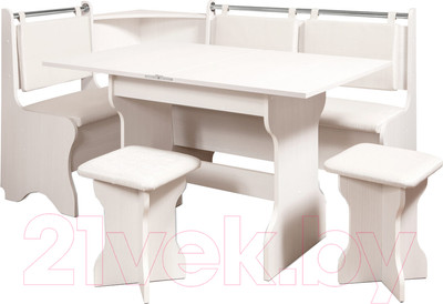 Обеденная группа Анмикс ЛДСП с кухонным уголком (бодега/кожзам ваниль)