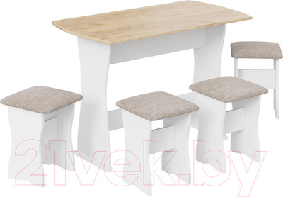 Обеденная группа ТриЯ исп. 1 (белый/дуб крафт золотой/иск.замша Latte)