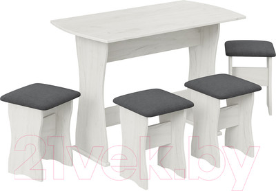 Обеденная группа ТриЯ исп. 1 (дуб крафт белый/велюр серый)