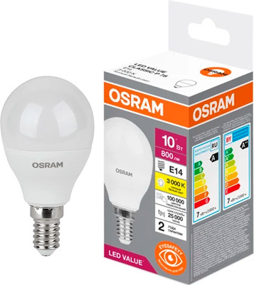Лампа Osram LED Value Р75 10Вт Е14 3000К / 4058075579712