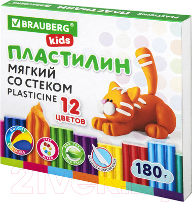 Пластилин восковой Brauberg Kids / 106495 (12цв)