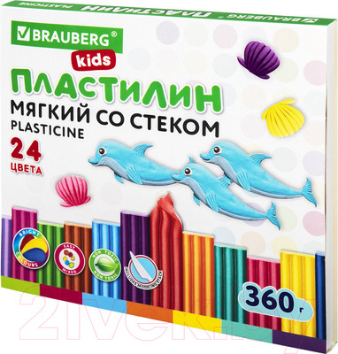 Пластилин восковой Brauberg Kids / 106498 (24цв)