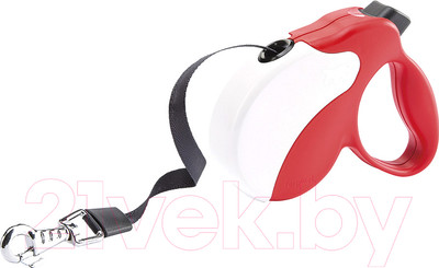 Поводок-рулетка Ferplast Amigo Mini / 75702022 (лента, красный/белый)