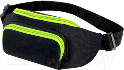 Сумка на пояс Brauberg Rio / 270823 (черный/салатовые детали)