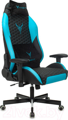 Кресло геймерское Бюрократ Knight Neon (черный/голубой экокожа)