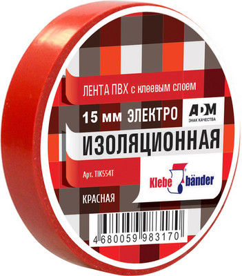 Изолента Klebebander ПВХ 15ммx10м / TIK554T (красный)
