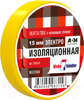 Изолента Klebebander ПВХ 15ммx10м / TIK552T (желтый)