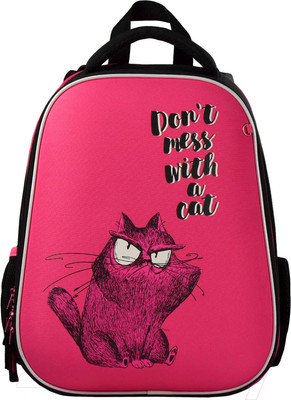 Школьный рюкзак Феникс+ Крэйзи кот / 59299 (малиновый)