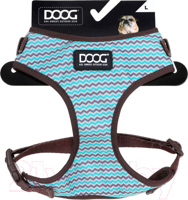 Шлея-жилетка для животных DOOG Neoflex Benji / HARBBZSOFT-L (L, коричнево-голубой зигзаг)