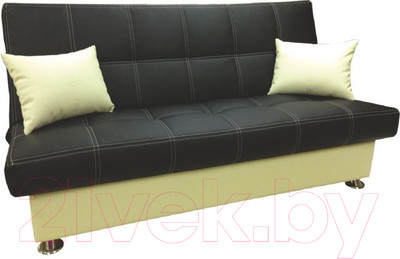 Диван Асмана Лотос без подлокотников (кожзам черный/белый)