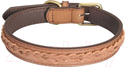 Ошейник Camon DA098/B (кожаный коричневый с косичкой)
