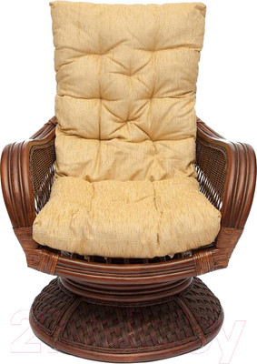 Кресло-качалка Tetchair Andrea Relax Medium с подушкой (античный орех/рубчик кремовый)