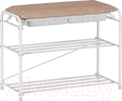 Полка для обуви ЗМИ Альфа 23 с сиденьем и ящиком / ПДОА23СЯ (белый)