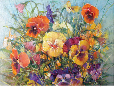 Набор алмазной вышивки Остров Сокровищ Букет с анютками / 662574