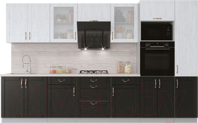 Кухонный гарнитур Интерлиния Мила Крафт 3.4 (дуб английский/дуб полярный)