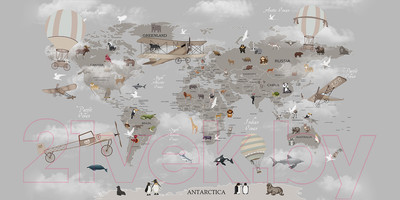 Фотообои листовые Citydecor Карта мира на английском 1 (300x150)