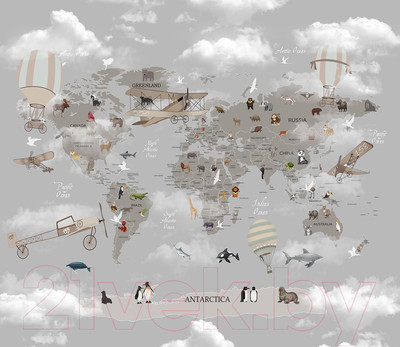 Фотообои листовые Citydecor Карта мира на английском 1 (300x260)