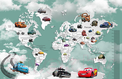 Фотообои листовые Citydecor Superhero Молния МакКвин 5 (400x260, карта мира с ростомером)