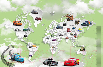 Фотообои листовые Citydecor Superhero Молния МакКвин 7 (400x260, карта мира с ростомером)