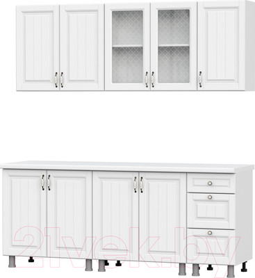 Кухонный гарнитур SV-мебель Прованс 2.0м МДФ без столешниц (белый/белый текстурный/белый текстурный)