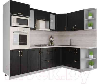 Кухонный гарнитур Интерлиния Мила Крафт 1.68x2.6 правая (дуб английский)