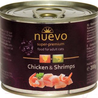 Влажный корм для кошек Nuevo Chicken & Shrimps / 95107 (200г)