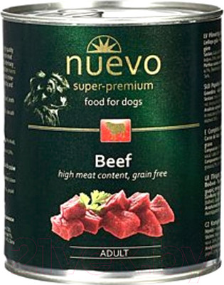 Влажный корм для собак Nuevo Beef / 95005 (800г)