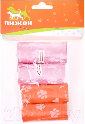 Пакеты для выгула собак Пижон 599503 (4x15шт, микс цветов)