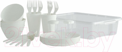 Набор пластиковой посуды Berossi Camping LM ИК 79991000 (жемчужный)