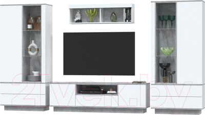 Горка для гостиной Интерлиния Quartz-3 (белый платинум/бетон)