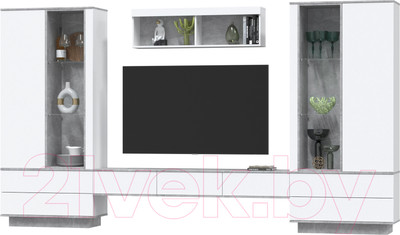 Горка для гостиной Интерлиния Quartz-9 (белый платинум/бетон)