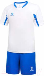 Футбольная форма Kelme Short-Sleeved Football Suit / 8251ZB3002-100 (р.130, белый/синий)
