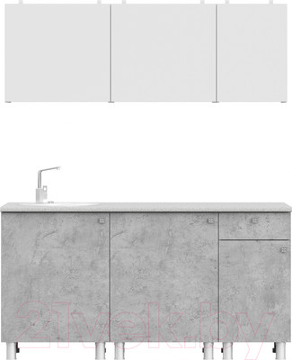 Кухонный гарнитур Mio Tesoro КГ-1 1600 (белый/белый/цемент светлый/антарес)