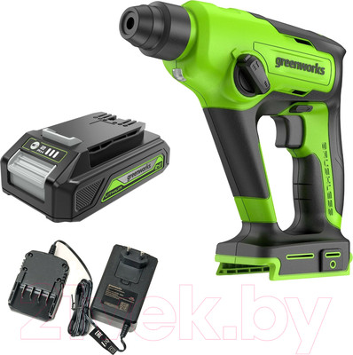 Перфоратор Greenworks GD24SDS1 бесщеточный 1.2Дж 24V / 3803107UA (c АКБ 2Ач и ЗУ)