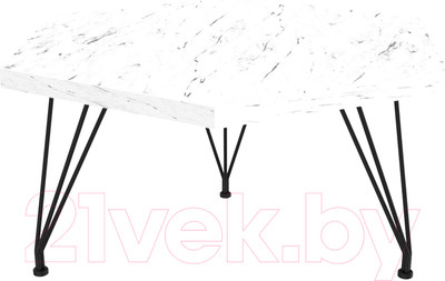 Журнальный столик Sheffilton SHT-TU29/H36/TT20 ЛДСП 60/60 (черный муар/мрамор каррара белый)