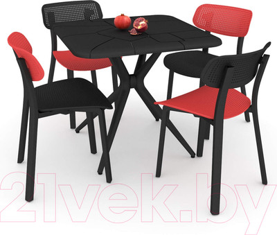 Обеденная группа Sheffilton SHT-DS131 (черный/красный)