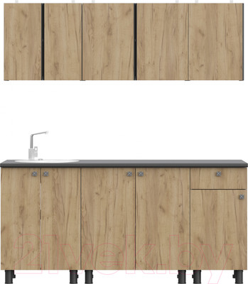 Кухонный гарнитур Mio Tesoro КГ-1 1800 (белый/дуб золотой/черный)