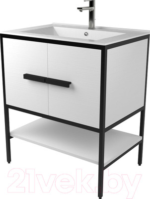 Тумба под умывальник Дабер 010 / Т10.6.2.5 (черный/белый)