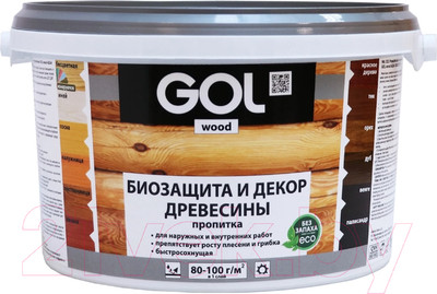 Пропитка для дерева GOL Wood Aqua Защитно-декоративная (10кг, орех)