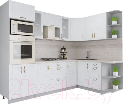 Кухонный гарнитур Интерлиния Мила Крафт 1.68x2.6 правая (дуб полярный)