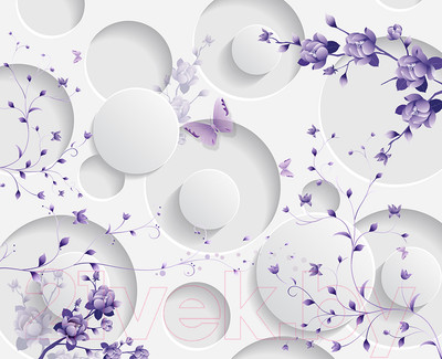 Фотообои листовые Vimala 3D Цветы и круги (270x300)