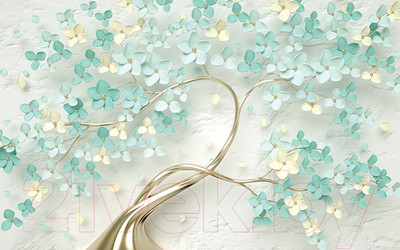 Фотообои листовые Vimala 3D Дерево-мята (270x400)