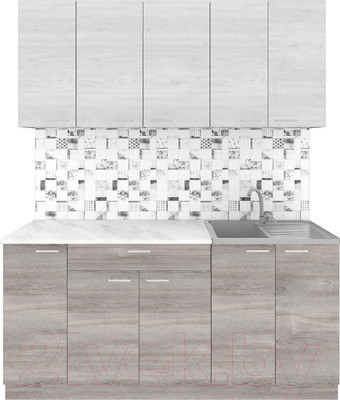 Кухонный гарнитур Агута Альфа 1.7 (дуб пепельный/скандинавское дерево/опал светлый)