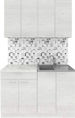 Кухонный гарнитур Агута Альфа 1.2 (скандинавское дерево/скандинавское дерево/опал светлый)