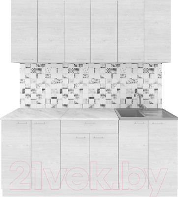 Кухонный гарнитур Агута Альфа 1.8/60 (скандинавское дерево/скандинавское дерево/опал светлый)