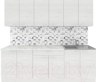 Кухонный гарнитур Агута Альфа 2.4 (скандинавское дерево/скандинавское дерево/опал светлый)